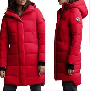 Canada Goose Allston Red Packable Hooded Puffer Jacket XS Mid Length Coat